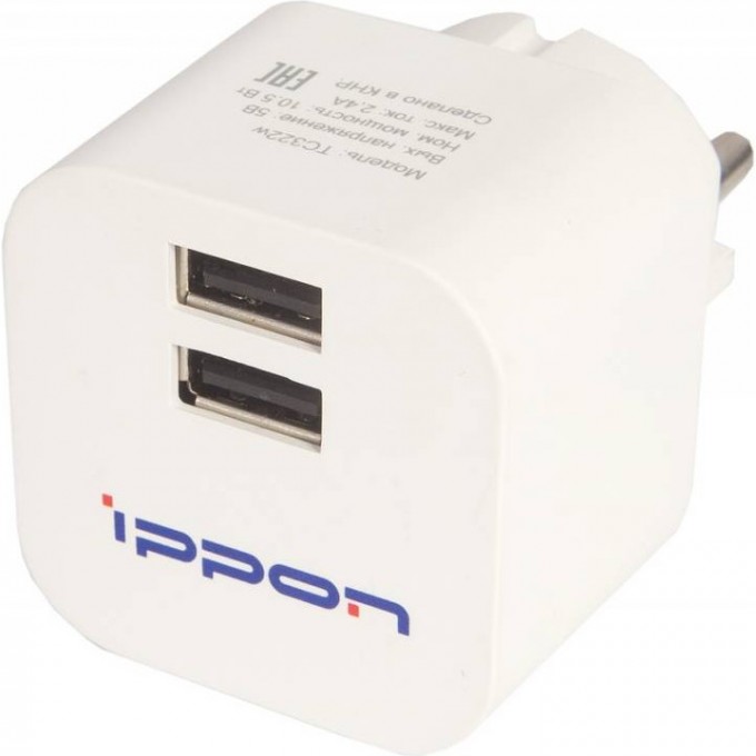 Сетевое зарядное устройство IPPON TC322W, цвет белый 864442 Сетевое зарядное устройство IPPON TC322W, цвет белый 864442